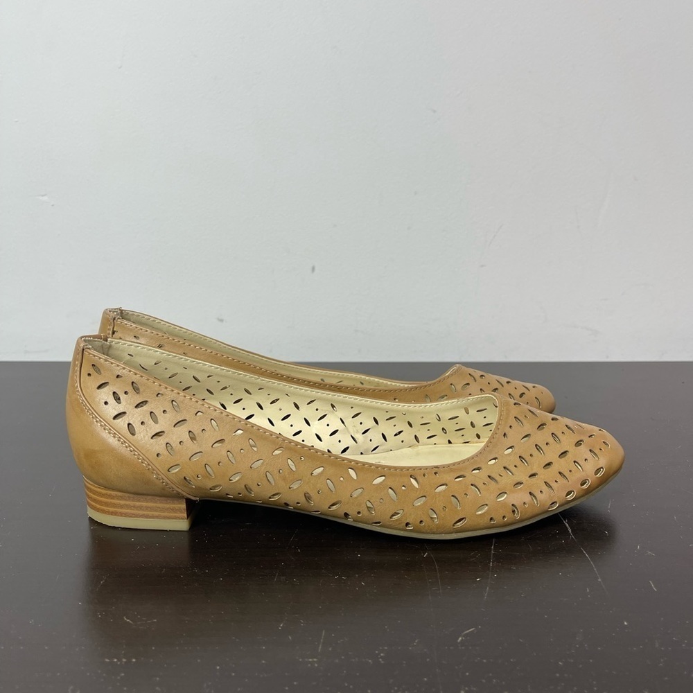 Andrew Geller Tan Perforated Ballet Flats - Picture 3 of 6